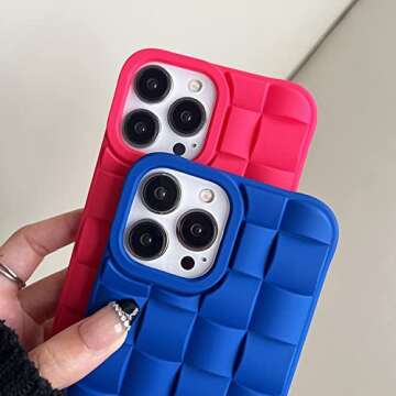 Ginkgonut Compatible with iPhone 13 Pro Max Case for Women/Girls, Soft Silicone Cute 3D Laid Desgin Shockproof Raised Bumper Corners Case.（Dark Blue）