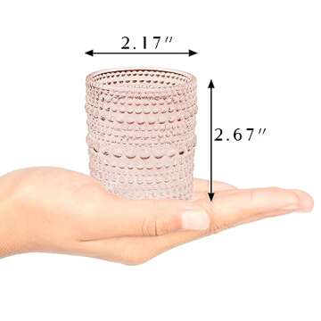 12 pcs Glass Votive Candle Holders, 6 Colors 3 Patterns Tealight Candle Holders for Fall Wedding Table Centerpiece Birthday Decoration