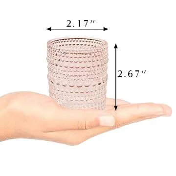 12 pcs Glass Votive Candle Holders, 6 Colors 3 Patterns Tealight Candle Holders for Fall Wedding Table Centerpiece Birthday Decoration