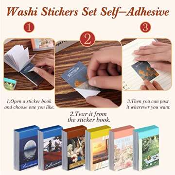 6 Sets 300 Pieces Scrapbooking Stickers Scrapbook Supplies Washi Stickers for Journaling Adhesive De...