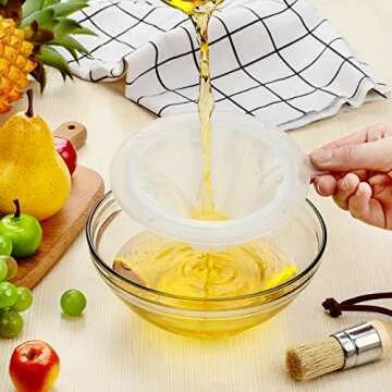 4 Pieces 200 Mesh Filter Food Filter Strainer Sieve Fine Mesh Nylon Mesh Colander Plastic Mesh Sieve for Filtering Yogurt Juice Milk Honey 5 Inch Kitchen Funnels