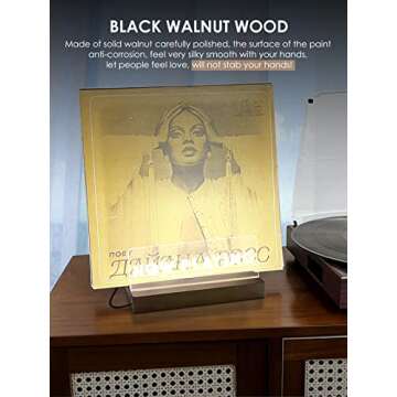 Soulpunk Now Playing Vinyl Record Stand - Solid Walnut & Acrylic, LED Lighting Display, Ideal for Record Rolders, Audio Studios, Living Rooms, and Study Rooms…