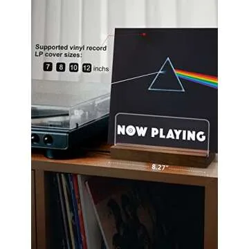 Soulpunk Now Playing Vinyl Record Stand - Solid Walnut & Acrylic, LED Lighting Display, Ideal for Record Rolders, Audio Studios, Living Rooms, and Study Rooms…