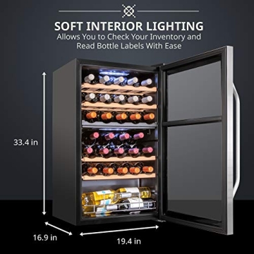 Ivation Wine Cooler with Dual Zone Temperature Control