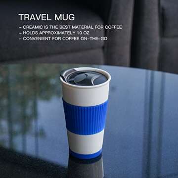 UDMG Ceramic Insulated Travel Coffee Cup with Sleeve