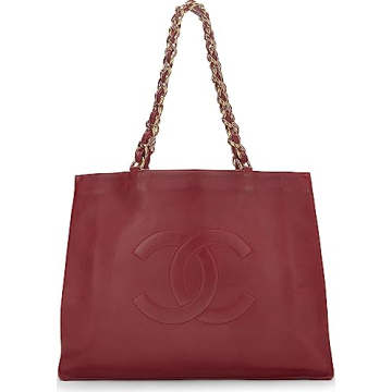Chanel, Pre-Loved Red Lambskin Flat Chain Handle Tote for Fashion Lovers