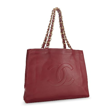 Chanel Red Lambskin Flat Tote with Chain Straps