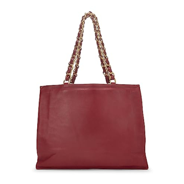 Chanel Red Lambskin Flat Tote with Chain Straps