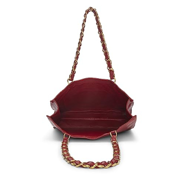 Chanel Red Lambskin Flat Tote with Chain Straps