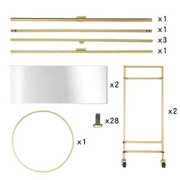 RiteSune Gold Mirror Bar Cart on Lockable Wheels | Entertain in Style