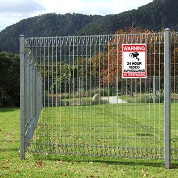 Faittoo 4-Pack Video Surveillance Sign, No Trespassing Metal Reflective Warning Sign, 10 x7 Inches 0.40 Aluminum Indoor or Outdoor Use for Home Business CCTV Security Camera,UV Protected & Waterproof