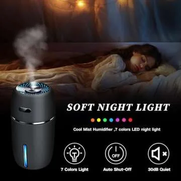 Portable Mini USB Car Humidifier with 7-Color Light