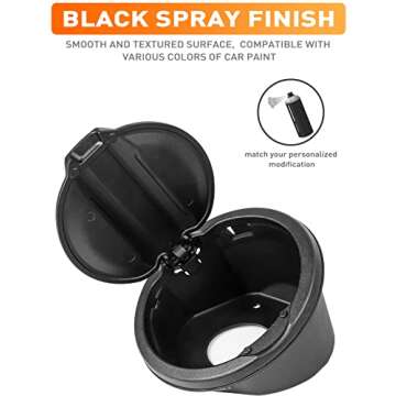 Savadicar Gas Cap Cover, Fuel Filler Tank Door Compatible with 2018-2024 Jeep Wrangler JL JLU 2 and 4 Door, ABS + Aluminum Alloy Structure, Replacement Accessories, Black