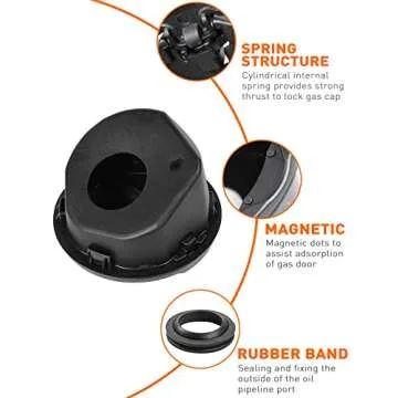 Savadicar Gas Cap Cover, Fuel Filler Tank Door Compatible with 2018-2024 Jeep Wrangler JL JLU 2 and 4 Door, ABS + Aluminum Alloy Structure, Replacement Accessories, Black