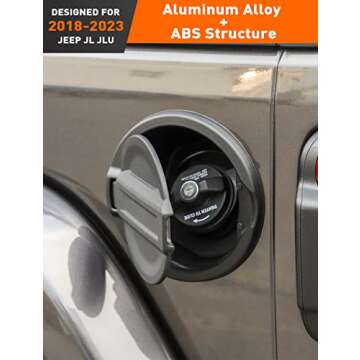 Savadicar Gas Cap Cover, Fuel Filler Tank Door Compatible with 2018-2024 Jeep Wrangler JL JLU 2 and 4 Door, ABS + Aluminum Alloy Structure, Replacement Accessories, Black