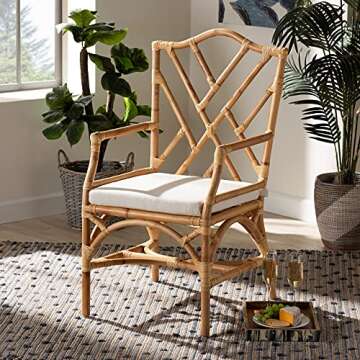 bali & pari Delta Modern and Contemporary Natural Rattan Dining Chair
