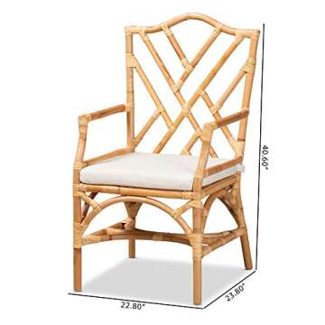 bali & pari Delta Modern and Contemporary Natural Rattan Dining Chair