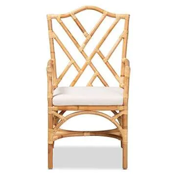 bali & pari Delta Modern and Contemporary Natural Rattan Dining Chair