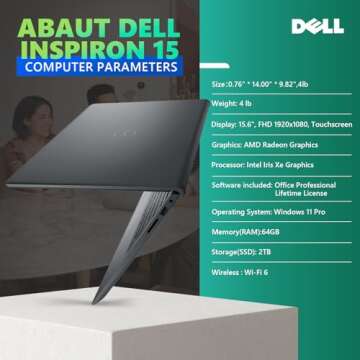 Dell Inspiron 15 Touchscreen Business Laptop with MS Office