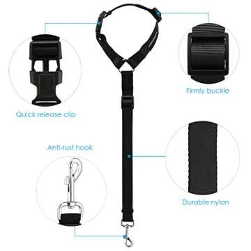 URPOWER Dog Seat Belt 2 Pack Safety Dog Car Seat Belt Strap Car Headrest Restraint Adjustable Vehicle Seatbelts Durable Nylon Car Harness for Dogs, Cats and Pets