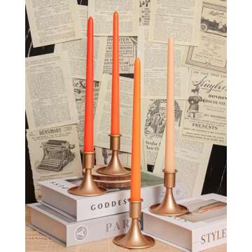 Viyffo 12 Inch Orange Taper Candles Set of 4 - Elegant Decor