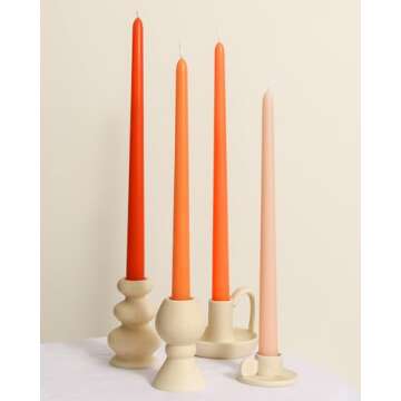 Viyffo 12 Inch Orange Taper Candles Set of 4 - Elegant Decor