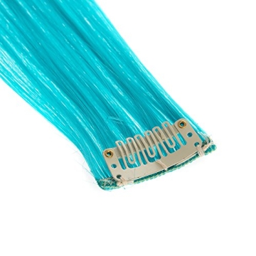 12 Pcs Teal Blue Clip-in Hair Extensions Synthetic Highlights