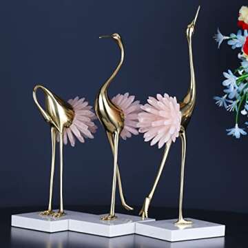suruim Gold Decor Accents - Brass Crane Statues | Elegant Home Decor