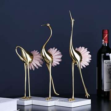 suruim Gold Decor Accents - Elegant Brass Bird Statues