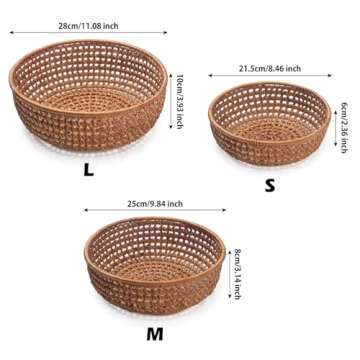 YANGQIHOME Rattan Bread Baskets Set for Kitchen