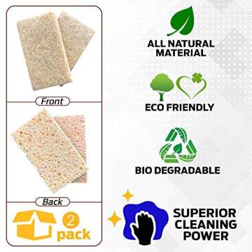 Biodegradable Eco-Friendly Sponge for The Kitchen | Natural Sponge Scrub Pads for Dishes | Non-Scrat...