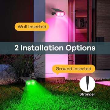 Linkind Solar Spot Lights Outdoor, IP67 Solar Lights Outdoor Waterproof, Multicolor Solar Landscape Spotlights for Yard, Garden, Pathway (Multicolor, 2 Pack)