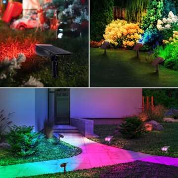 Linkind Solar Spot Lights Outdoor, IP67 Solar Lights Outdoor Waterproof, Multicolor Solar Landscape Spotlights for Yard, Garden, Pathway (Multicolor, 2 Pack)
