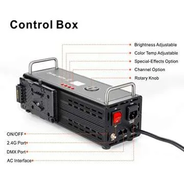 Falcon Eyes BL-30TD II 300W Bowens Mount Studio Continuous LED Bi-Color 3000K-8000K Studio Light V-Mount Plate,9 Pre-Programmed Lighting Effects, Compatible with DMX 512(New Version)