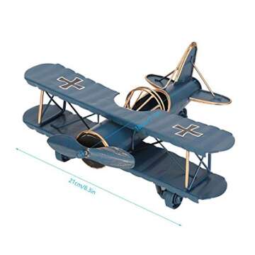 Tyenaza Vintage Airplane Decor, Metal Iron Aircraft Biplane Model Retro Hanging Plane Handicraft Orn...