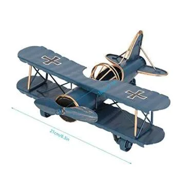Tyenaza Vintage Airplane Decor, Metal Iron Aircraft Biplane Model Retro Hanging Plane Handicraft Orn...