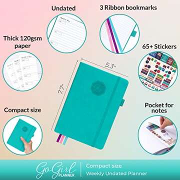 GoGirl Planner and Organizer for Women – Compact Size Weekly Planner, Goals Journal & Agenda to Im...