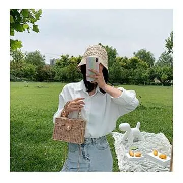 Handwoven Rattan Vintage Purse for Beach and Casual Use