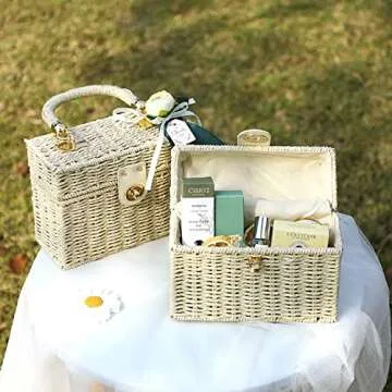 Handwoven Rattan Vintage Purse for Beach and Casual Use