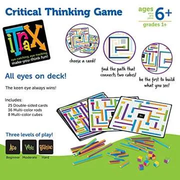 Learning Resources iTrax Critical Thinking Game - 69 Pieces, Ages 6+ Brainteaser Games for Kids, Develops Critical Thinking Skills, Board Games