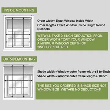 PASSENGER PIGEON Cordless Blackout Window Shades, Woven Wood Roll Up Window Blinds with Liner, Light Filtering Bamboo Roman Shade for Windows, Doors, French Door, 36" W x 84" H Pattern 10