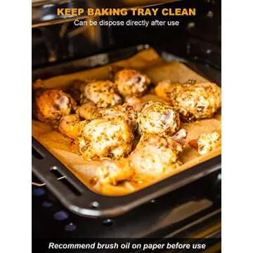 SMARTAKE 200 Pcs Parchment Paper Baking Sheets, 10x15 Inches Non-Stick Precut Baking Parchment, for Baking Grilling Air Fryer Steaming Bread Cup Cake Cookie and More (Unbleached)