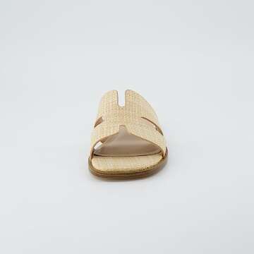 CUSHIONAIRE Women's Voyage slide sandal +Memory Foam, Wide Widths Available, Raffia 10