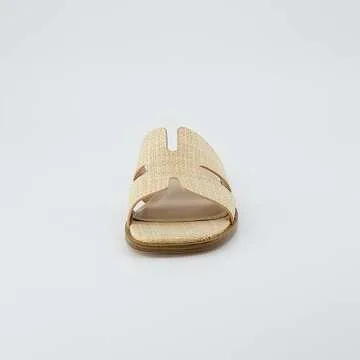 CUSHIONAIRE Women's Voyage slide sandal +Memory Foam, Wide Widths Available, Raffia 10