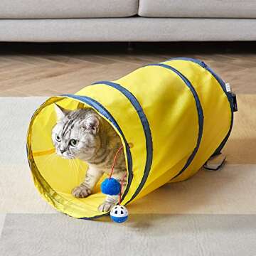 SunStyle Home 2Pcs Cat Tunnels for Indoor Cats 2 Way Play Toy Kitty Tunnel Peek Hole Toy with Ball for Cat Tube Fun for Rabbits Kittens and Dogs