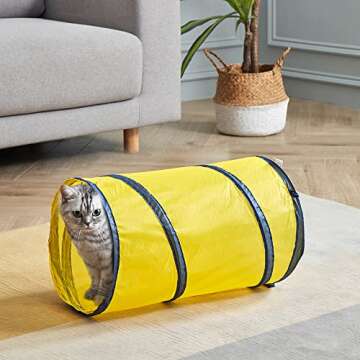 SunStyle Home 2Pcs Cat Tunnels for Indoor Cats 2 Way Play Toy Kitty Tunnel Peek Hole Toy with Ball for Cat Tube Fun for Rabbits Kittens and Dogs