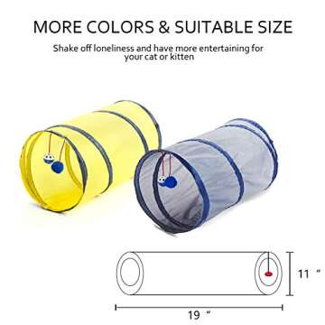 SunStyle Home 2Pcs Cat Tunnels for Indoor Cats 2 Way Play Toy Kitty Tunnel Peek Hole Toy with Ball for Cat Tube Fun for Rabbits Kittens and Dogs