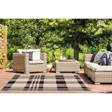 SAFAVIEH Courtyard Collection Accent Rug - 2' x 3'7", Black & Bone, Indoor/Outdoor & Washable, Ideal for High Traffic Areas in Patio, Backyard, Mudroom, Entryway, Doormat (CY6201-216-2)