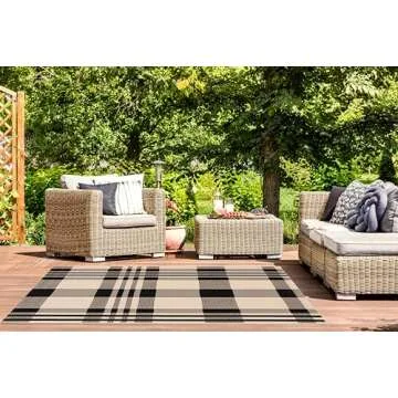 SAFAVIEH Courtyard Collection Accent Rug - 2' x 3'7", Black & Bone, Indoor/Outdoor & Washable, Ideal for High Traffic Areas in Patio, Backyard, Mudroom, Entryway, Doormat (CY6201-216-2)