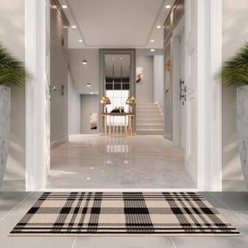 SAFAVIEH Courtyard Collection Accent Rug - 2' x 3'7", Black & Bone, Indoor/Outdoor & Washable, Ideal for High Traffic Areas in Patio, Backyard, Mudroom, Entryway, Doormat (CY6201-216-2)